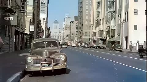 1940s - Views of Los Angeles & San Francisco in color [60fps, Remastered] w_sound design added