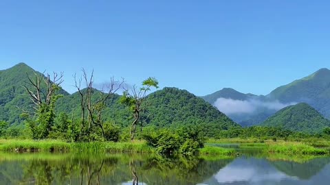 Picturesque Landscape Great Jiuhu Lake Travel Recommender Good Mountain, Water and Scenery