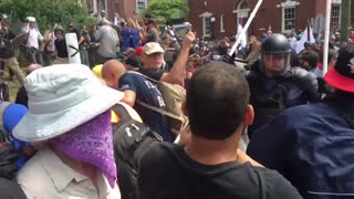 Aug 12 2017 Charlottesville 2.4 Antifa member attacks man, pepper spray face, police push them back