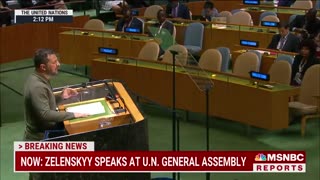 Zelenskyy speaking at the UN General Assembly, accuses Russia of the "mass kidnapping" of ...