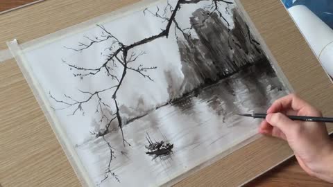 Chinese Ink Painting - Quick Draw by Ink | Art Trick