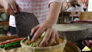 Preparing Taro Flowers - Asian Food - Chinese Cooking