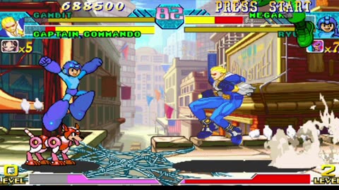Gambit + Captain Commando vs Megaman + Ryu