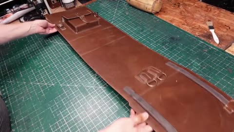 Making an anime-inspired "Toshiro" leather backpack satchel leathercraft ASMR