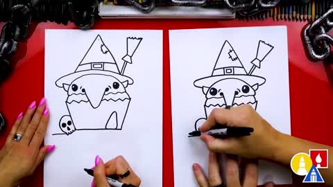 How To Draw Cupcake Witch For Halloween