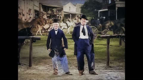 Laurel & Hardy 1937 Way Out West Dance Routine colorized remastered 4k