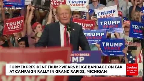 JUST IN: Trump Arrives At Michigan Campaign Rally With Beige Bandage On His Ear