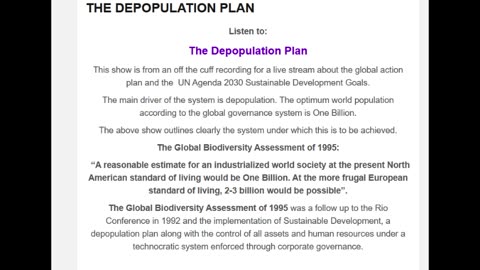 The Depopulation Plan of 1994. Mark Windows. Sustainable Enslavement