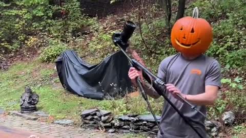 doing a pumpkin head photo shoot