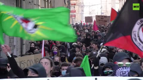 Antifa members protest over GALE dissolution in Lyon, France