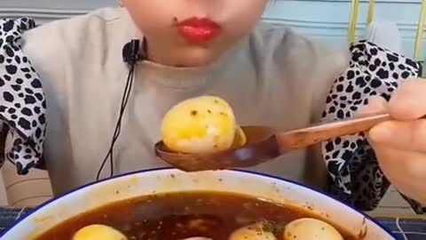 Watch -Eating a Huge Bowl of Egg Soup -ASMR Muckbang Eating Challenge