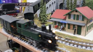 LGB Layout, Swiss theme with a Rack Train 2 train operation