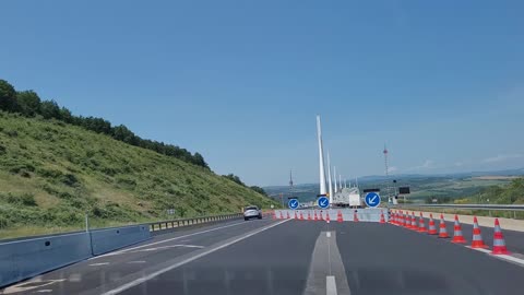 Driving over the Millau Viaduct in France