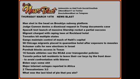 Thursday, March 14, 2024 News Blast