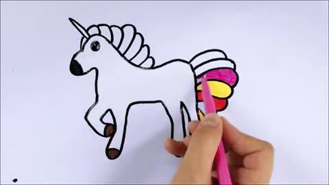 How to draw a magic horse []easy coloring drawing step by step for kids and toddlers