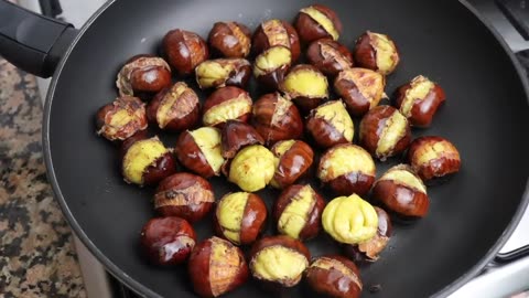 cooking chestnuts, new quick trick for cooking chestnuts in a pan.MrFerozSFJ