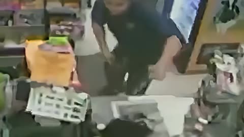 Robber gets smacked with a chair