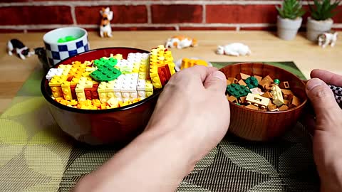 Lego Fried Pork Cutlet Rice Bowl _ Stop Motion Cooking & ASMR