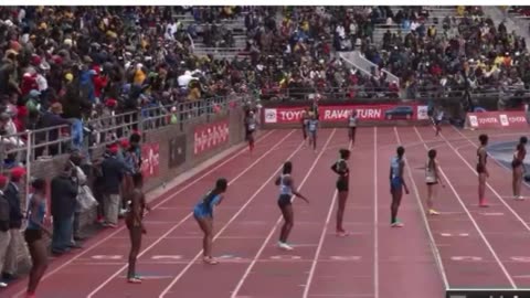 Penn relays 2023 High school girls 4x4m relay featuring Hydel, Edwin Allen and Bullis High