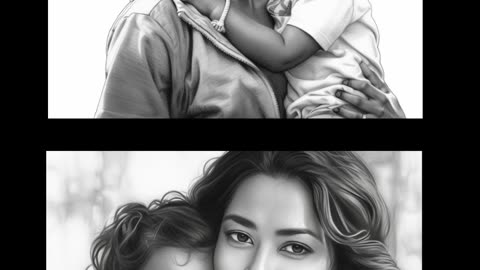 Mother & Child Grayscale Coloring Book