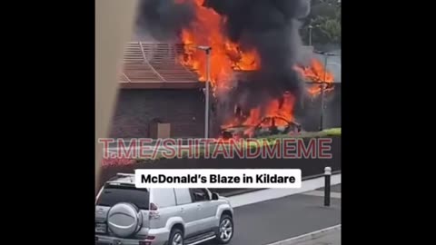 Electric car starts on fire in McDonalds drive thru in Ireland