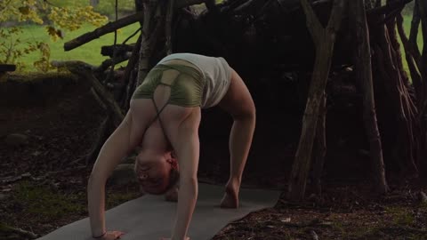 yoga in the woods