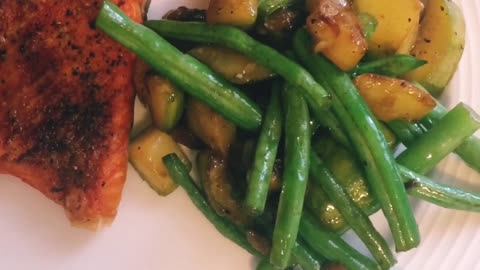 Salmon plus veggies perfect for lunch