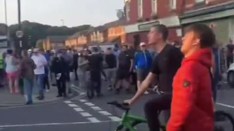 It’s kicking off in Hartlepool now. Police are protecting a local mosque according