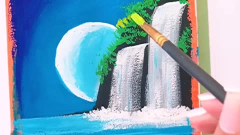 Easy Acrylic Painting Waterfall