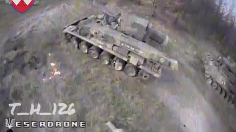 Ukrainian Drones Smash into Russian APCs