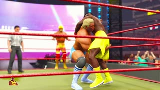 Earthquake and Dino Bravo vs. Mr. T and Hulk Hogan