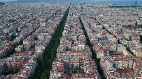 aerial barcelona sunny day inspire prores aerial video of downtown in spain on a beautiful sunny day