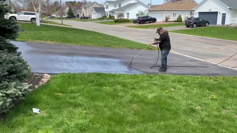 Professional Asphalt Spray Sealing: “The Hiding Behind A Tree One” Top Coats Pavement Maintenance