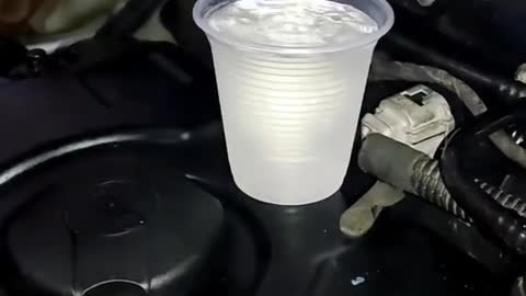 A bottle of water shows the stability of the engine