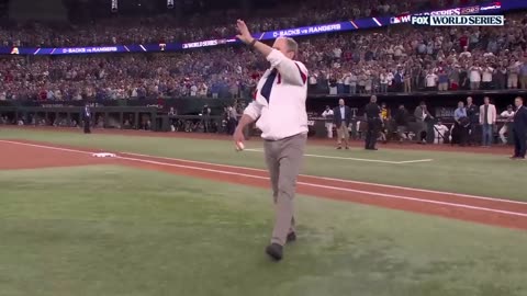 George Bush throws out First Pitch at World Series