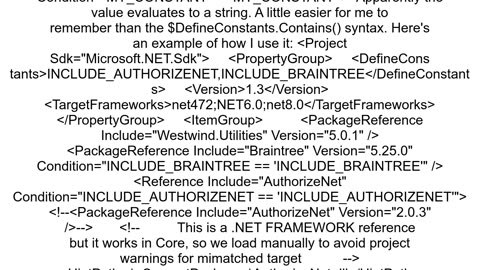 Using Conditional Symbol inside csproj