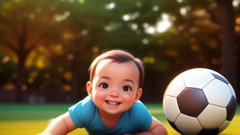 A Cute Baby Playing Soccer