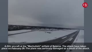 Moment Ukrainian drone attacks airfield in Belarus where Russian planes are stationed