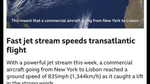 Fast Jet Stream Speeds Transatlantic Flight