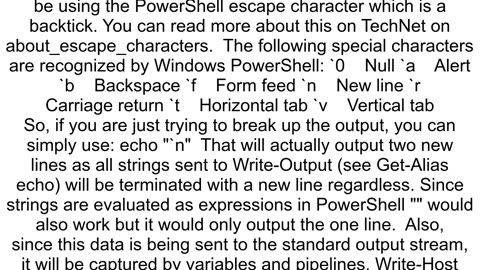 Echo newline to powershell console