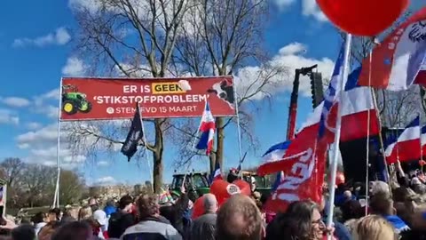 "You'll never walk alone" rings out as Dutch farmers hit the Hague.