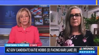 Katie Hobbs talking from her Basement