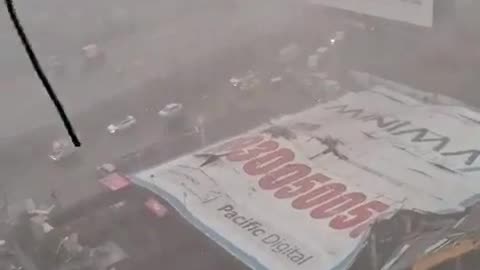 A Huge Billboard Collapsed Due To Bad Weather, India