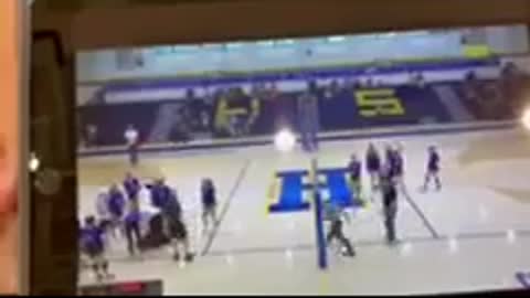 Male on Female High School Volleyball Team Spikes The Ball... Female Suffers Serious Head Injury