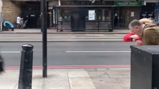 Storm Eunice Blows Away Pedestrians