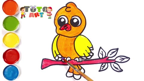 Drawing and Colouring Bird & Ice Cream So EASY & FUN For Kids #4