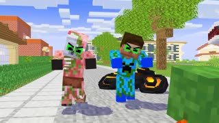 Monster School The Little Mermaid and Wolf Girl Love Fire Baby Zombie - Minecraft Animation