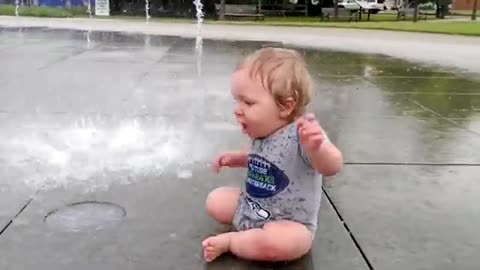 Naughty Baby Playing with Water - Funny Baby Video