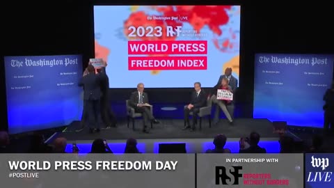 Pro-Assange protesters stormed the stage while Antony Blinken was speaking at a press freedom event