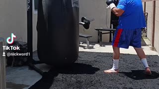 500 Pound Punching bag Workout Part 81. Muay Thai dirll Work!